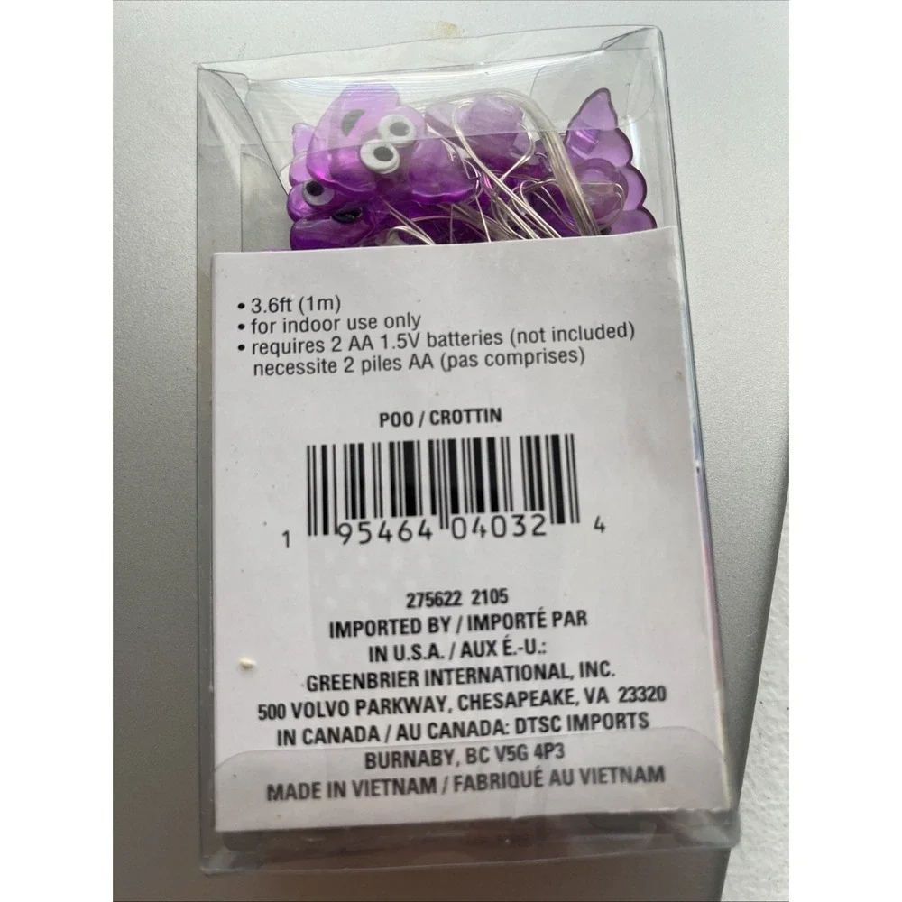 String Lights - 3.6 Feet - Indoor Use - Battery Operated - Purple Poo